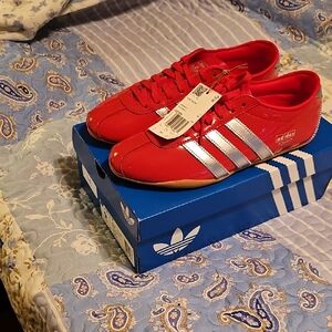 Adidas Red and Silver Trainers